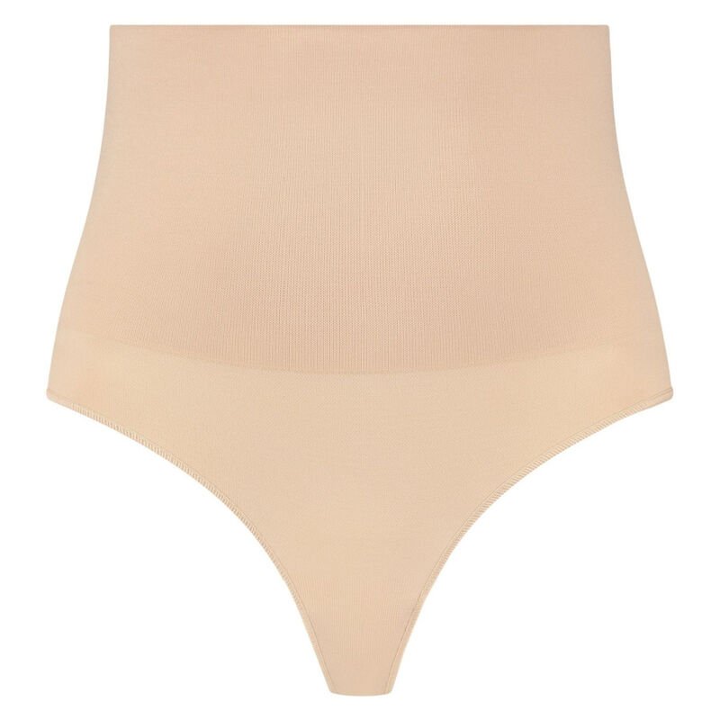 BYE-BRA – CINTA MODELADORA SEM COSTURAS ESTILO TANGA BEGE – TAMANHO M - Imagem 4