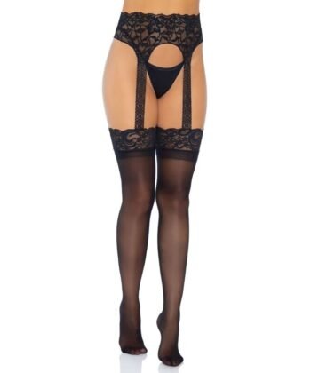 LEG AVENUE - MEIA OPACA GARTERBELT TAMANHO ÚNICO