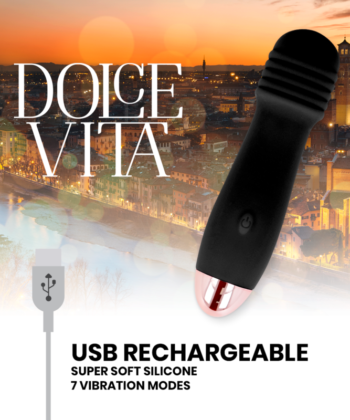 Visão alternativa de DOLCE VITA - VIBRADOR RECARREGÁVEL TRÊS PRETO 7 VELOCIDADE