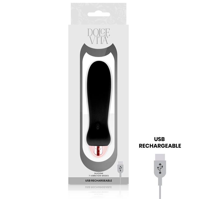 DOLCE VITA - VIBRADOR RECARREGÁVEL CINCO PRETO 7 VELOCIDADES - Image 2