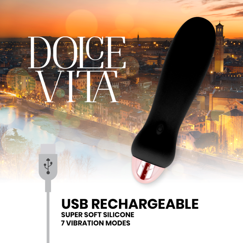 DOLCE VITA - VIBRADOR RECARREGÁVEL CINCO PRETO 7 VELOCIDADES - Image 3