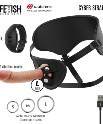FETISH SUBMISSIVE CYBER STRAP - ARNÊS COM TECNOLOGIA DILDO WATCHME L DE CONTROLE REMOTO