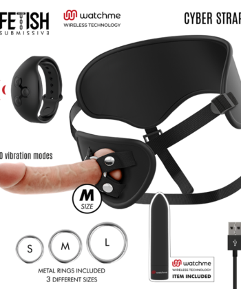 FETISH SUBMISSIVE CYBER STRAP - ARNÊS COM DILDO E BALA CONTROLE REMOTO TECNOLOGIA WATCHME M