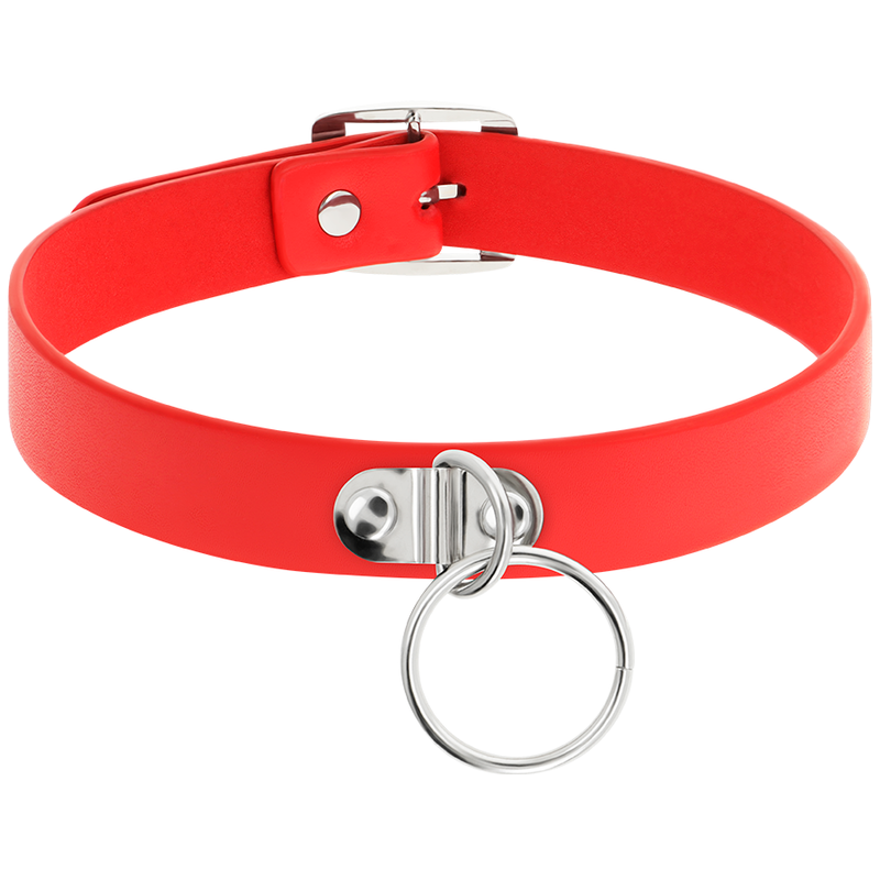 COQUETTE CHIC DESIRE - COLAR DE COURO VEGANO VERMELHO ACESSÓRIO FETISH MULHER - Imagem 3