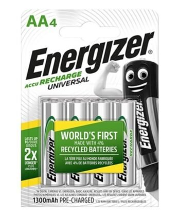 ENERGIZER - BATERIA RECARREGVEL UNIVERSAL HR6 AA 1300mAh 4 UNIDADE