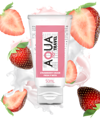 AQUA TRAVEL - LUBRIFICANTE À BASE DE ÁGUA DE CREME DE MORANGO - 50 ML