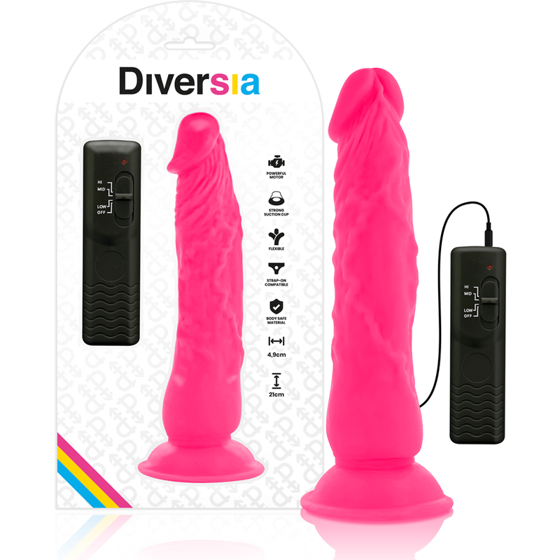 DIVERSIA - FLEXÍVEL VIBRATÓRIO ROSA 21 CM -O- 4.9 CM - Imagem 5
