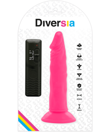 Visão alternativa de DIVERSIA - DILDO FLEXÍVE COM VIBRAO ROSA 23 CM -O- 4.3 CM