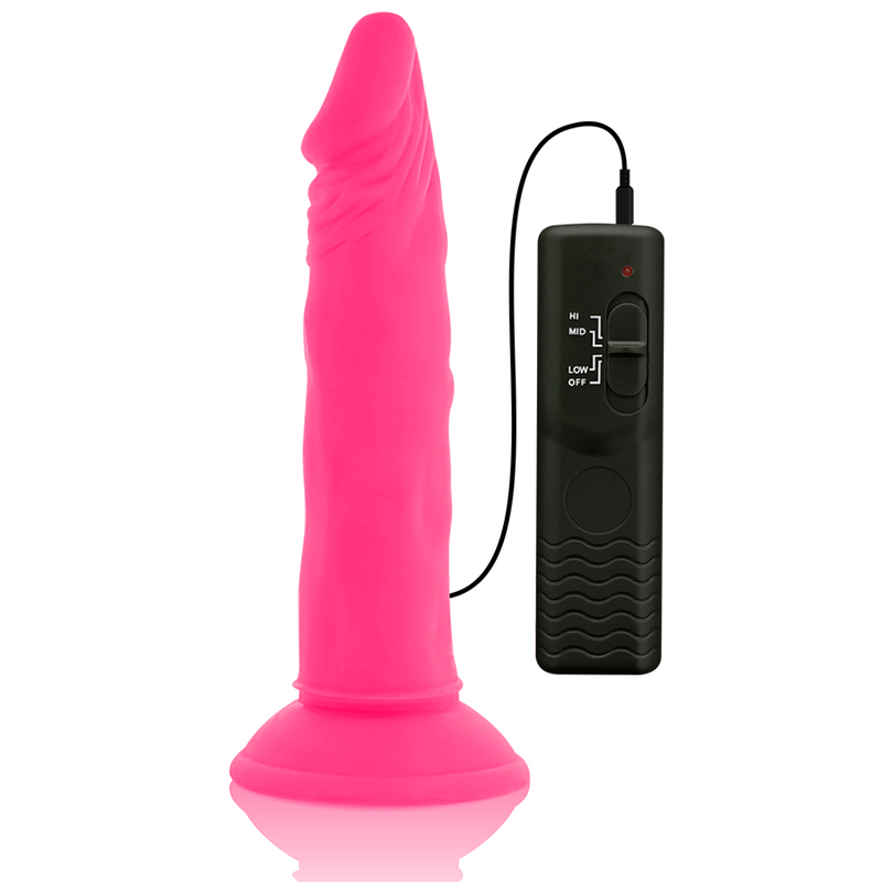 DIVERSIA – DILDO VIBRADOR FLEXÍVEL ROSA 23 CM -O- 4.3 CM - Imagem 3
