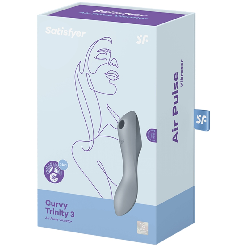 SATISFYER - VIBRADOR DE PULSO DE AR CURVY TRINITY 3 CINZA - Image 2