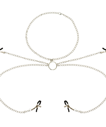 OHMAMA FETISH - 4 PINZAS PEZONES CON COLLAR DE CADENAS
