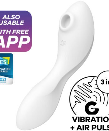 SATISFYER CURVY TRINITY 5 AIR PULSE STIMULATOR & VIBRATOR APP - WHITE