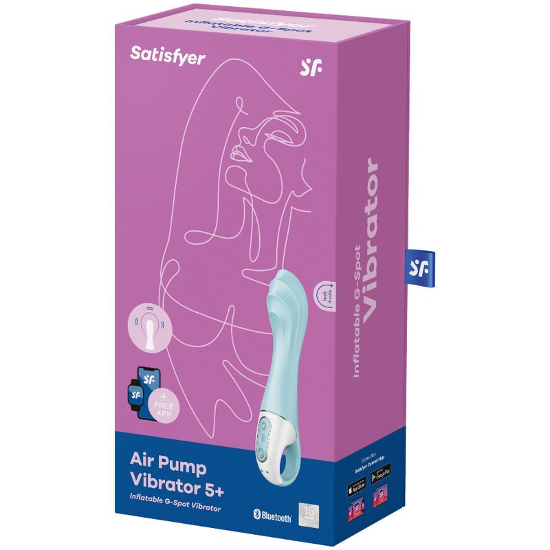 SATISFYER - AIR PUMP VIBRATOR 5+ VIBRADOR PUNTO G INFLABLE APP AZUL - Imagem 4