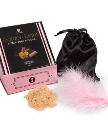 SECRETPLAY - KIT LUZ DOURADA PÓ COMESTÍVEL E PENAS DE CHOCOLATE AFRODISÍACO