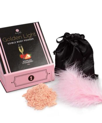 SECRETPLAY - KIT LUZ DOURADA ESPUMANTE PÓ COMESTÍVEL DE MORANGO E PENA