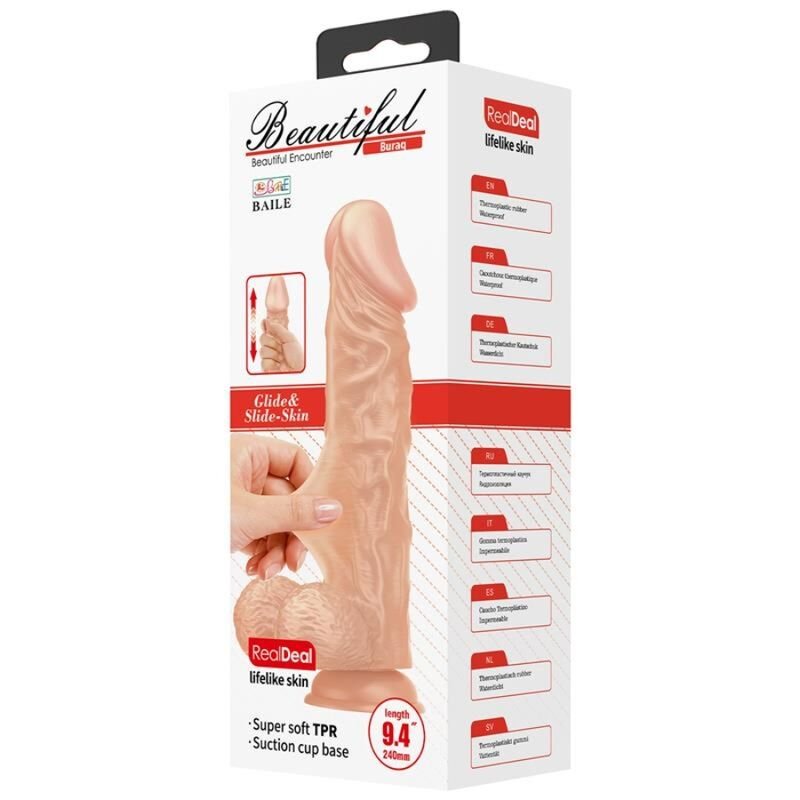 BAILE - LINDO ENCONTRO BURAQ DILDO REALÍSTICO FLEXÍVEL 24 CM NATURAL - Image 4