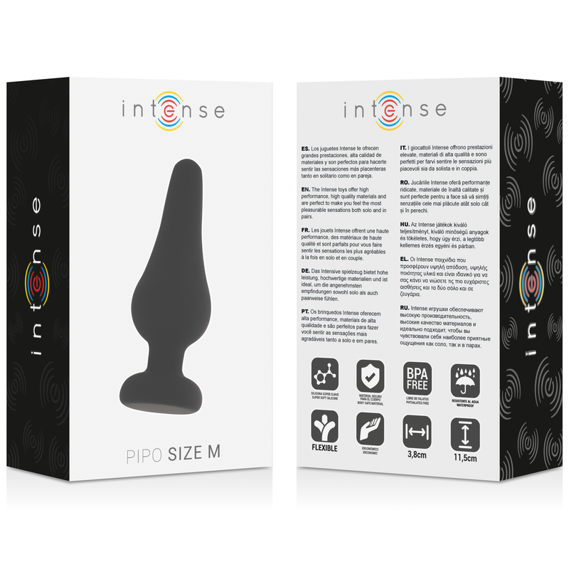 INTENSE - PLUG ANAL PIPO M SILICONE PRETO 11 CM - Imagem 4