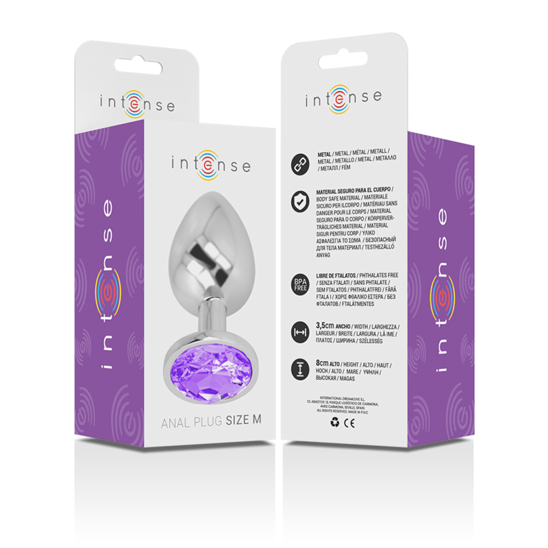 INTENSE - PLUG ANAL DE METAL DE ALUMÍNIO COM CRISTAL VIOLETA TAMANHO M - Imagem 4