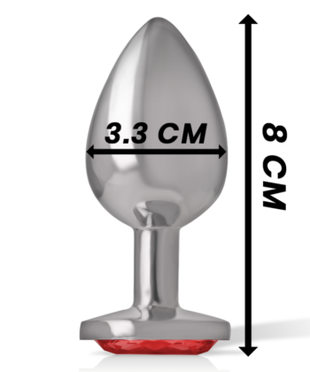 INTENSE - PLUG ANAL DE METAL COM CRISTAL VERMELHO TAMANHO M