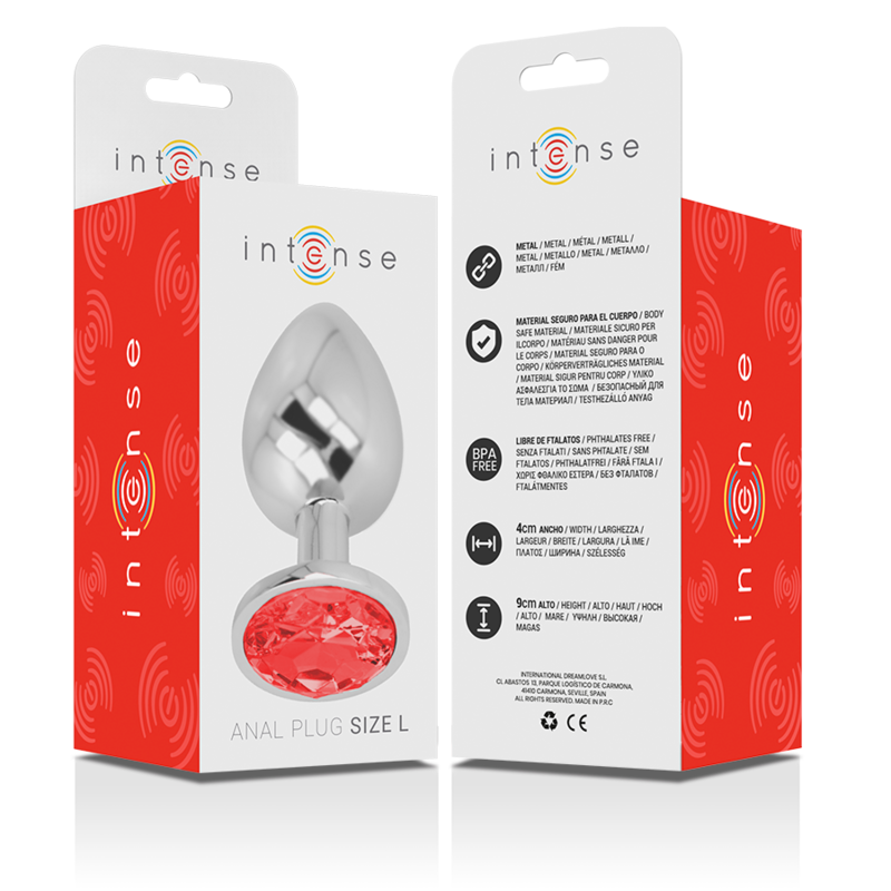 INTENSE - PLUG ANAL DE METAL DE ALUMÍNIO COM CRISTAL VERMELHO TAMANHO L - Image 3