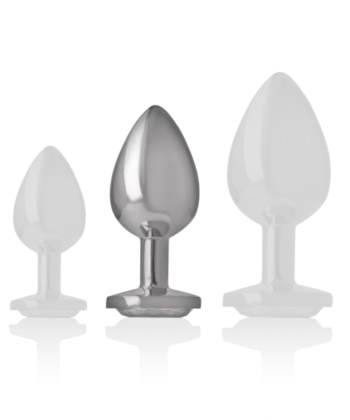 Alternative view of INTENSE - PLUG ANAL DE METAL DE ALUMÍNIO COM CRISTAL PRATA TAMANHO M