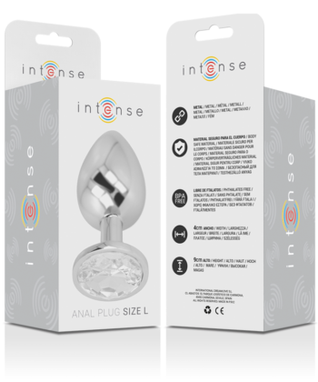 Alternative view of INTENSE - PLUG ANAL DE METAL DE ALUMÍNIO COM CRISTAL PRATA TAMANHO L