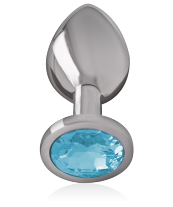 INTENSE - PLUG ANAL DE METAL DE ALUMÍNIO COM VIDRO AZUL TAMANHO M