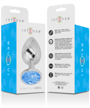 Alternative view of INTENSE - PLUG ANAL DE METAL DE ALUMÍNIO COM CRISTAL AZUL TAMANHO L