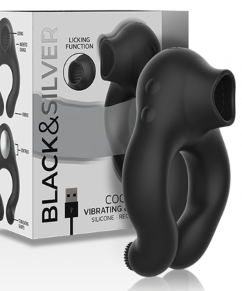 BLACK&SILVER - ANEL VIBRADOR DE SILICONE 3 MOTORES RECARREGÁVEIS PRETO