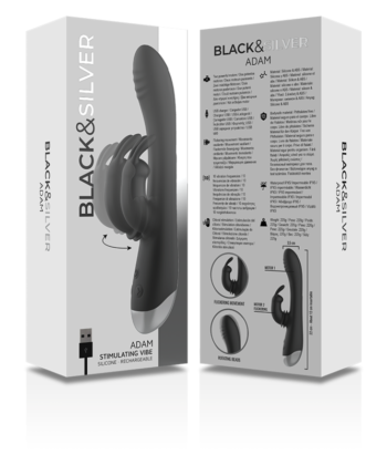 BLACK&SILVER - DJ. ESTIMULADOR DE COELHO DE SILICONE RECARREGÁVEL ADAM PRETO