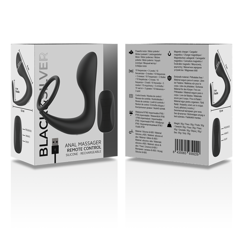 BLACK&SILVER - MASSAGER ANAL COM CONTROLE REMOTO SILICONE RECARREGVEL PRETO - Imagem 5
