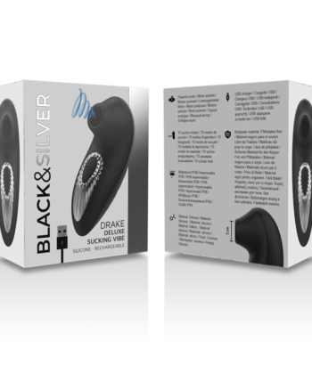 BLACK&SILVER - DRAKE DELUXE SUCKING VIBE SILICONE RECARREGÁVEL PRETO
