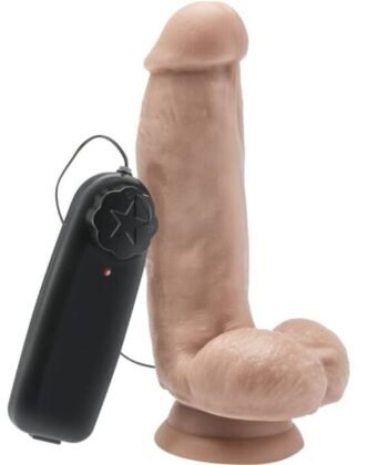 GET REAL - DILDO 12 CM COM BOLAS VIBRADOR PELE