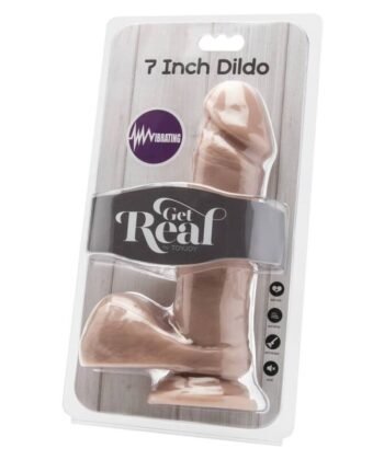 Visão alternativa de GET REAL - DILDO 18 CM COM BOLAS VIBRADOR PELE