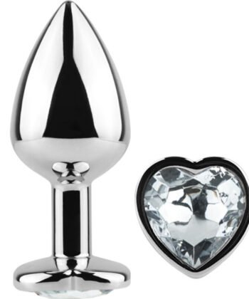 SECRETPLAY - PLUG ANAL DE METAL CORAO DE CRISTAL TRANSPARENTE TAMANHO PEQUENO 7 CM
