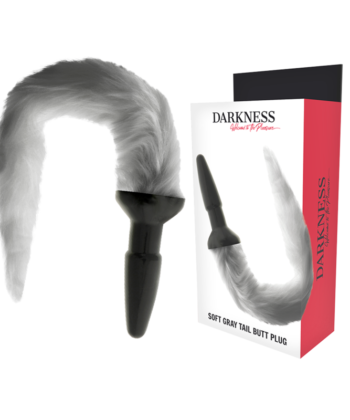 DARKNESS - PLUG ANAL DE SILICONE COM CAUDA CINZA