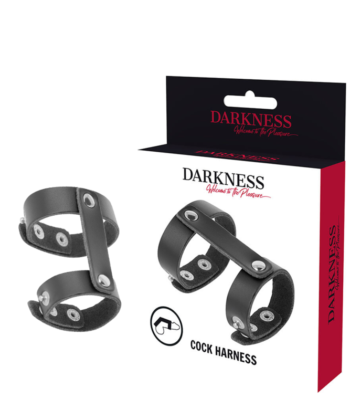 DARKNESS - ANEL DE PÉNIS E TESTÍCULOS AJUSTVEIS EM COURO