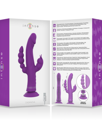 INTENSE - VIBRADOR DE SILICONE CASANOVA COELHO TRIPLO MOTOR ROXO