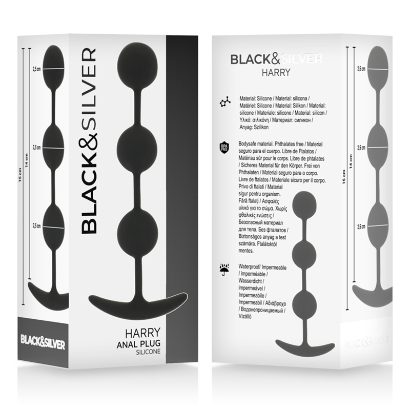 BLACK&SILVER - ROSÁRIO ANAL HARRY 3 ESFERAS DE SILICONE 14 CM - Imagem 4
