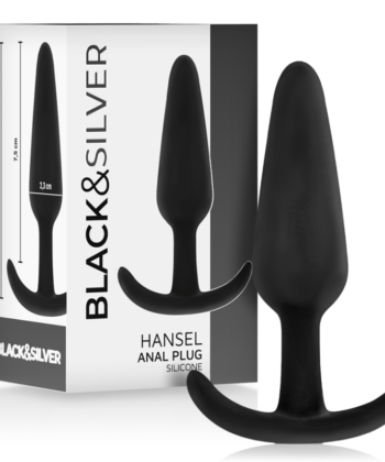 BLACK&SILVER - PLUG ANAL DE SILICONE HANSEL COM CABO PEQUENO