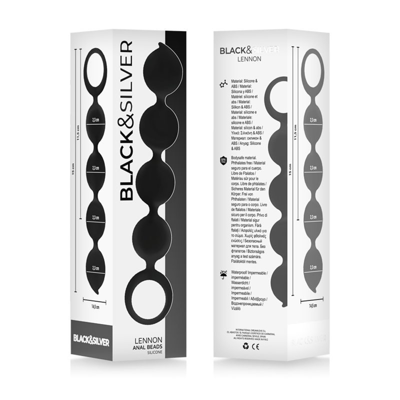 BLACK&SILVER - ROSÁRIO ANAL LENNON 4 ESFERAS DE SILICONE 15 CM - Imagem 4