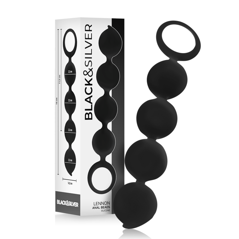 BLACK&SILVER - ROSÁRIO ANAL LENNON 4 ESFERAS DE SILICONE 15 CM - Imagem 2
