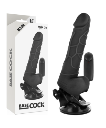 BASECOCK - CONTROLE REMOTO VIBRADOR REALÍSTICO PRETO 18,5 CM