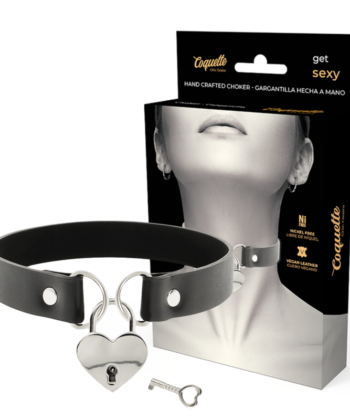 COQUETTE CHIC DESIRE - COLLAR CUERO VEGANO ACCESORIO CORAZÓN CON LLAVE