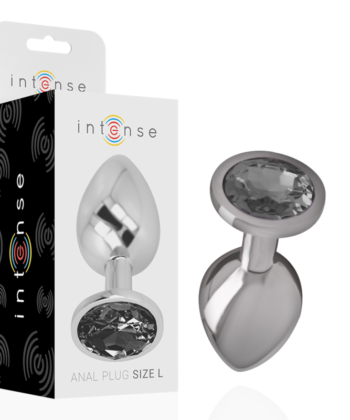 INTENSE - PLUG ANAL DE METAL DE ALUMÍNIO COM VIDRO PRETO TAMANHO L