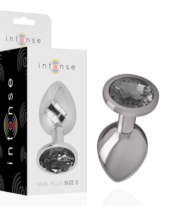 INTENSE - PLUG ANAL DE METAL DE ALUMÍNIO COM CRISTAL PRETO TAMANHO S