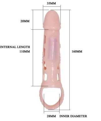 PRETTY LOVE - CAPA EXTENSOR DE PÊNIS HARRISON COM VIBRAÇÃO E ALA 13.5 CM