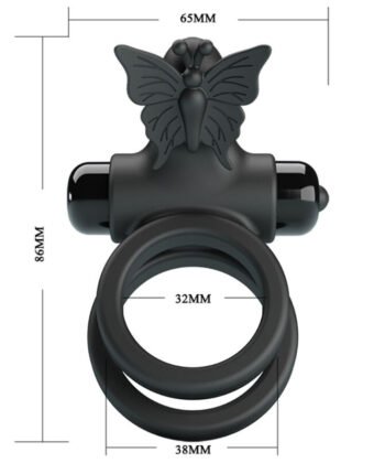 Visão alternativa de PRETTY LOVE - ANEL VIBRADOR DUPLO COM ESTIMULADOR PRETO