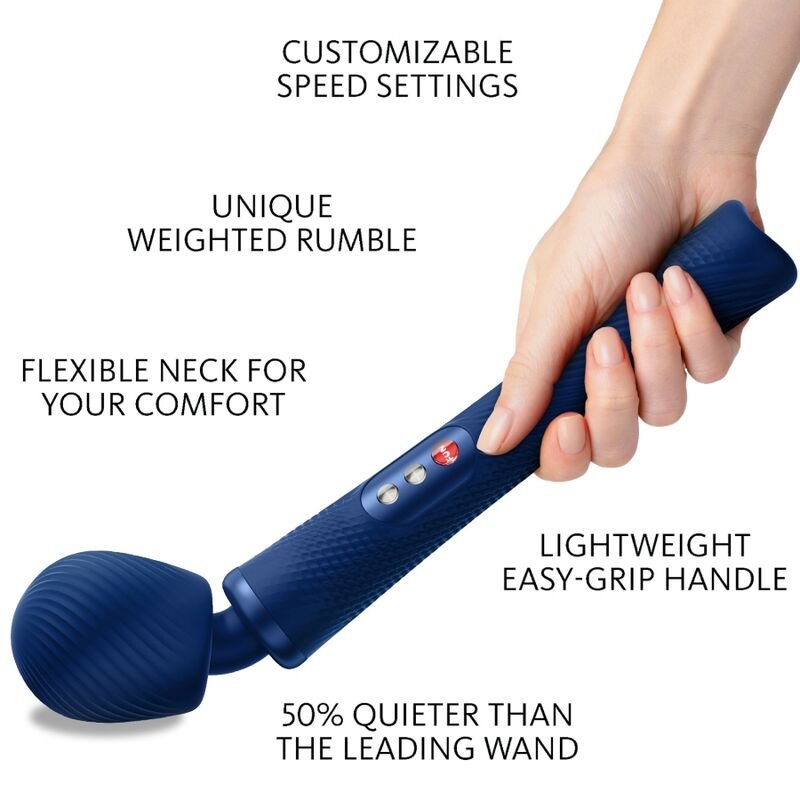 FUN FACTORY - VIM SILICONE RECHARGEABLE VIBRATING WEIGHTED RUMBLE WAND MIDNIGHT BLUE - Image 2