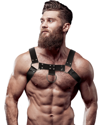 FETISH SUBMISSIVE ATTITUDE - ARNÊS DE PEITO DE COURO ECOLÓGICO MASCULINO